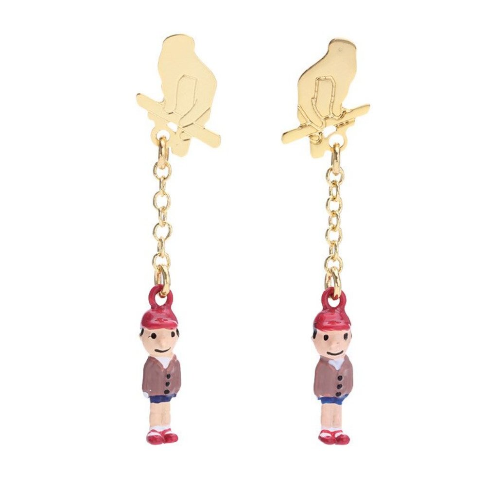 Les Neriedes N2 Picchoco Puppet Chain Stud Earrings